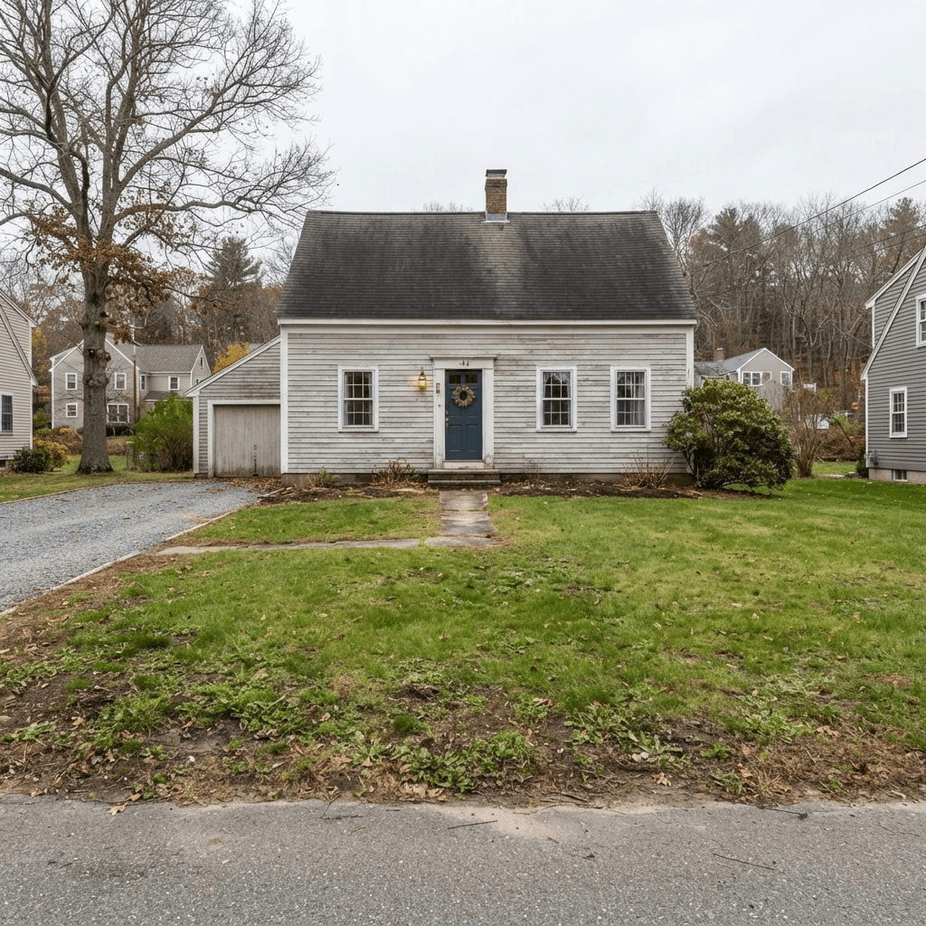 Empty front yard before flag pole installation