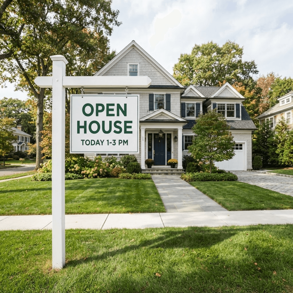 Open House real estate sign post