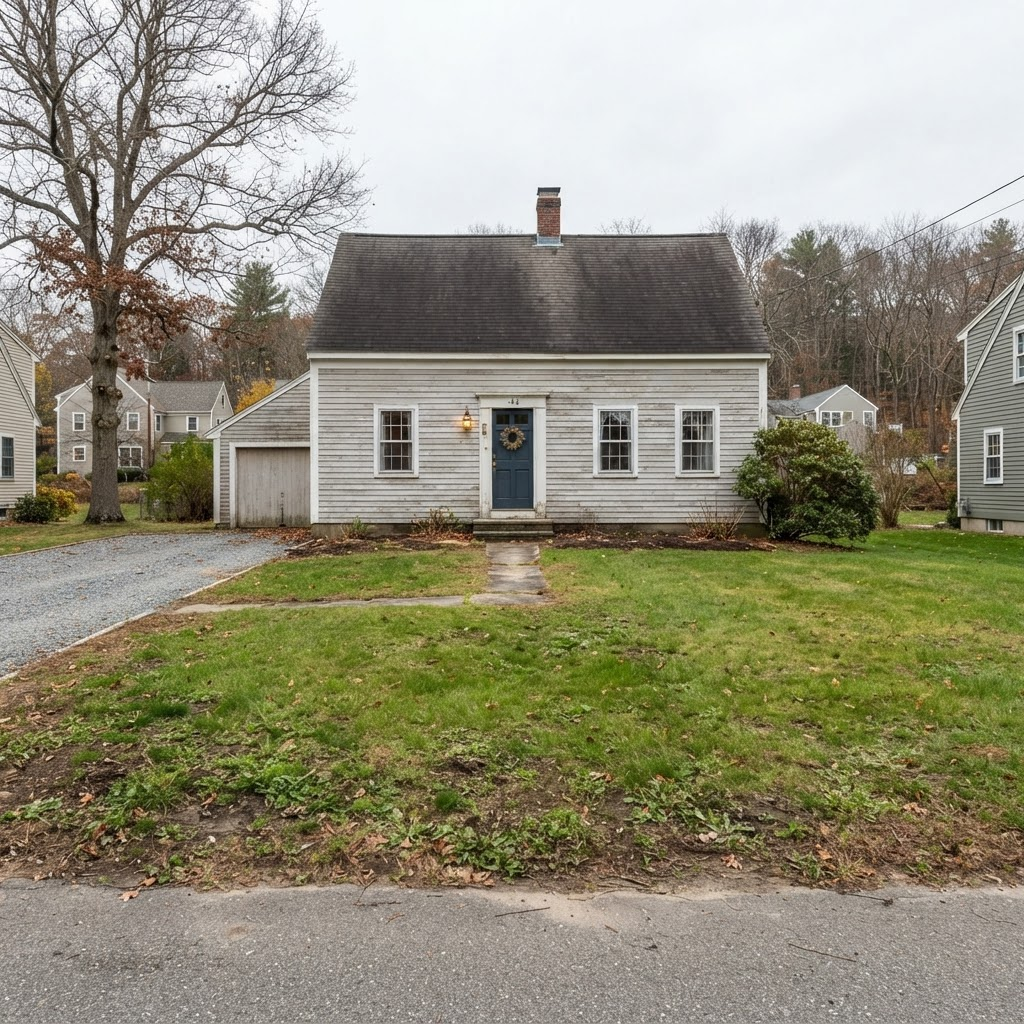 Empty front yard before flag pole installation