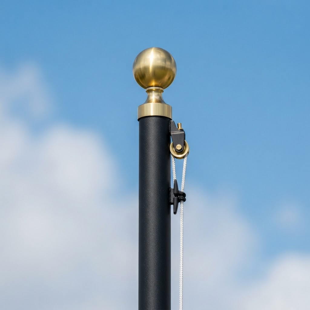 Black finish aluminum flag pole