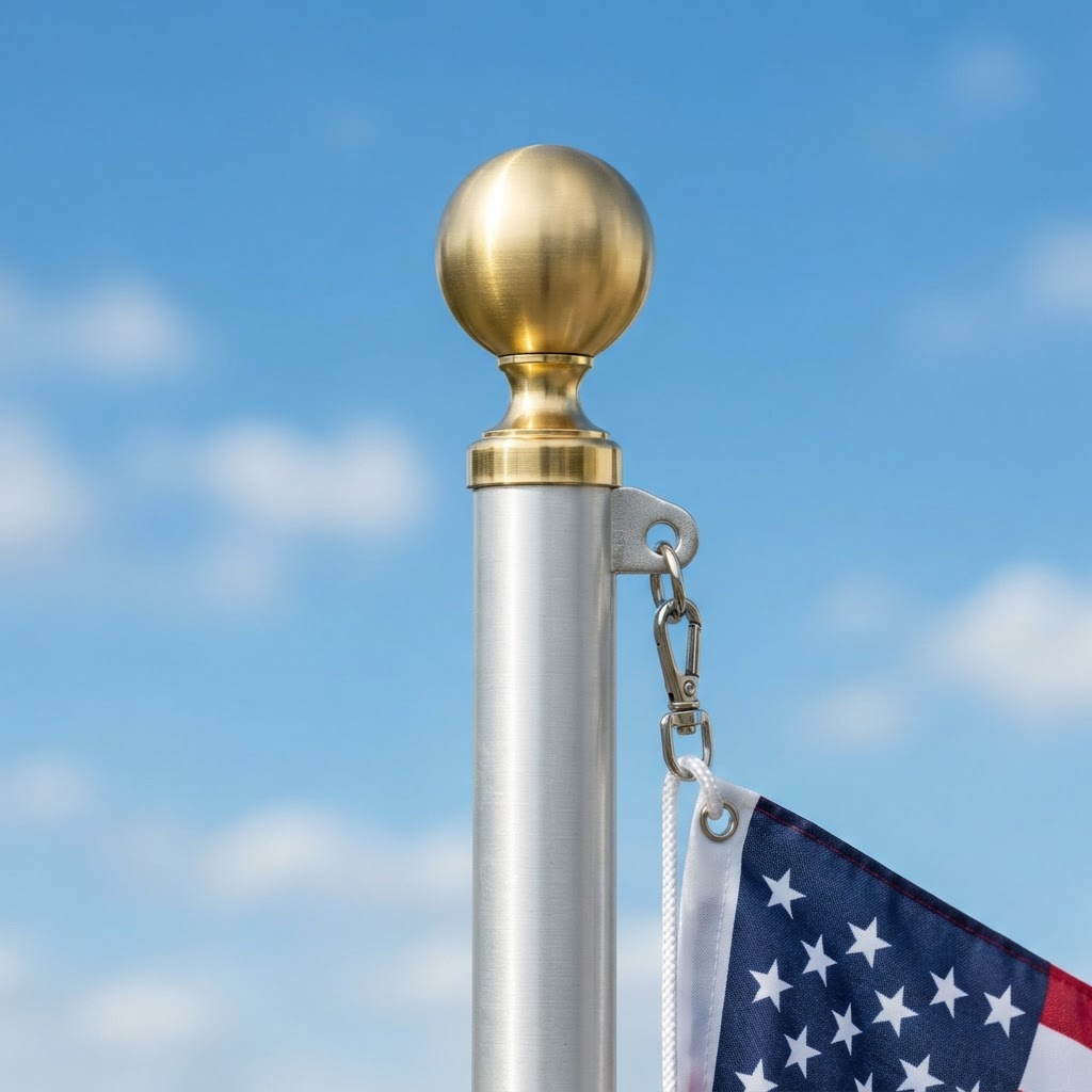 Satin Silver finish aluminum flag pole