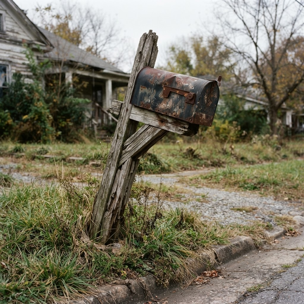 Old worn out mailbox before replacement