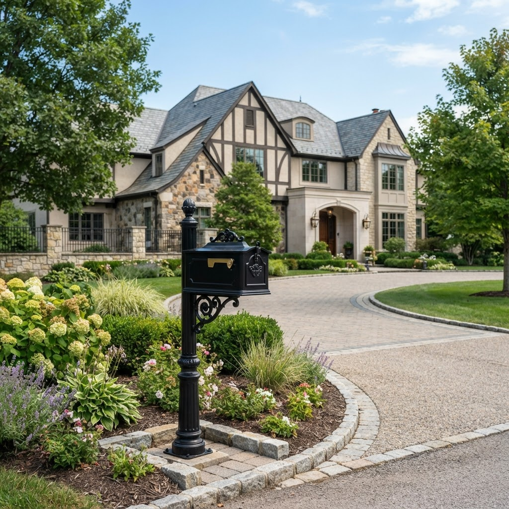 Mailbox installation at a luxury estate home