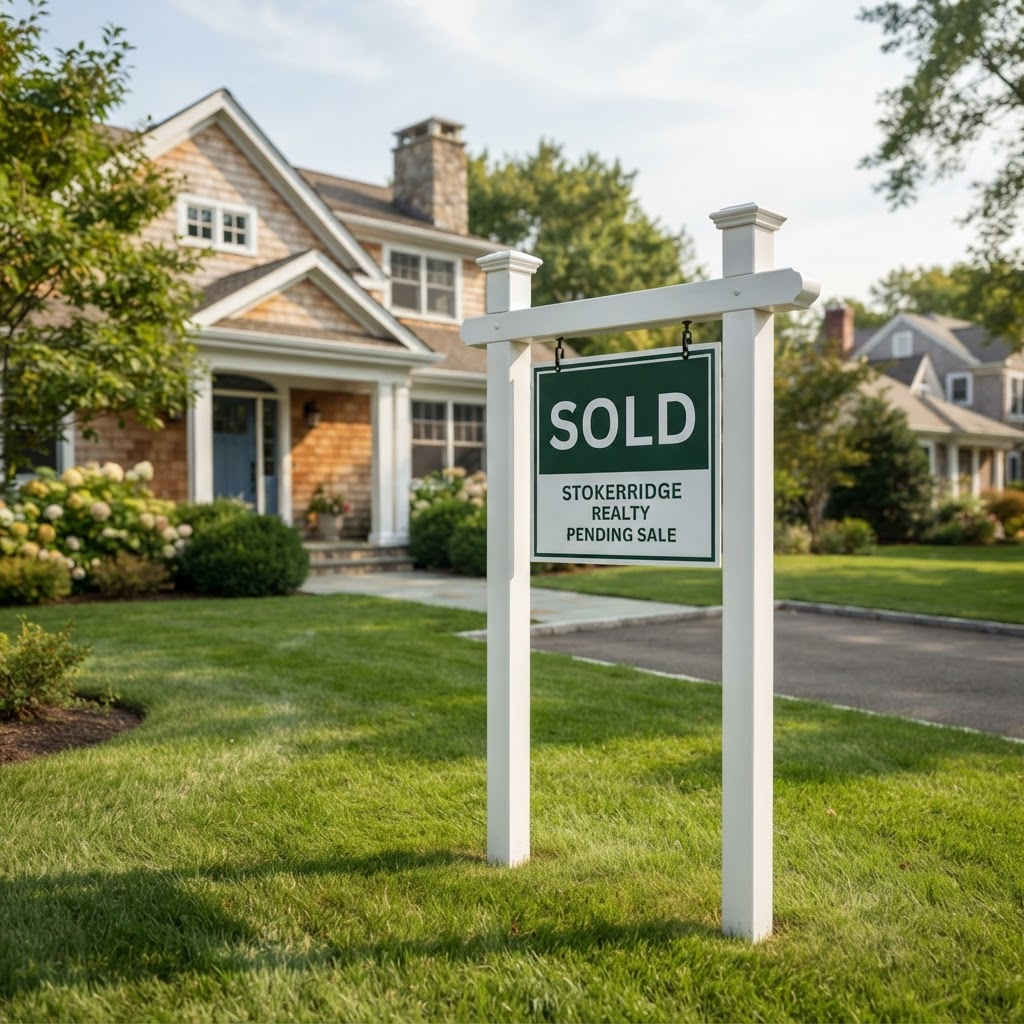 Sold real estate sign post